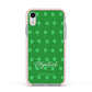 Personalised Green Shamrock Apple iPhone XR Impact Case Pink Edge on Silver Phone