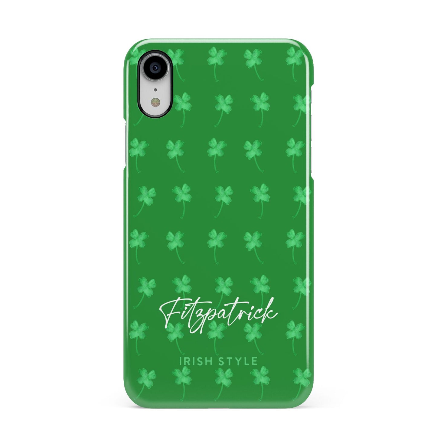 Personalised Green Shamrock Apple iPhone XR White 3D Snap Case