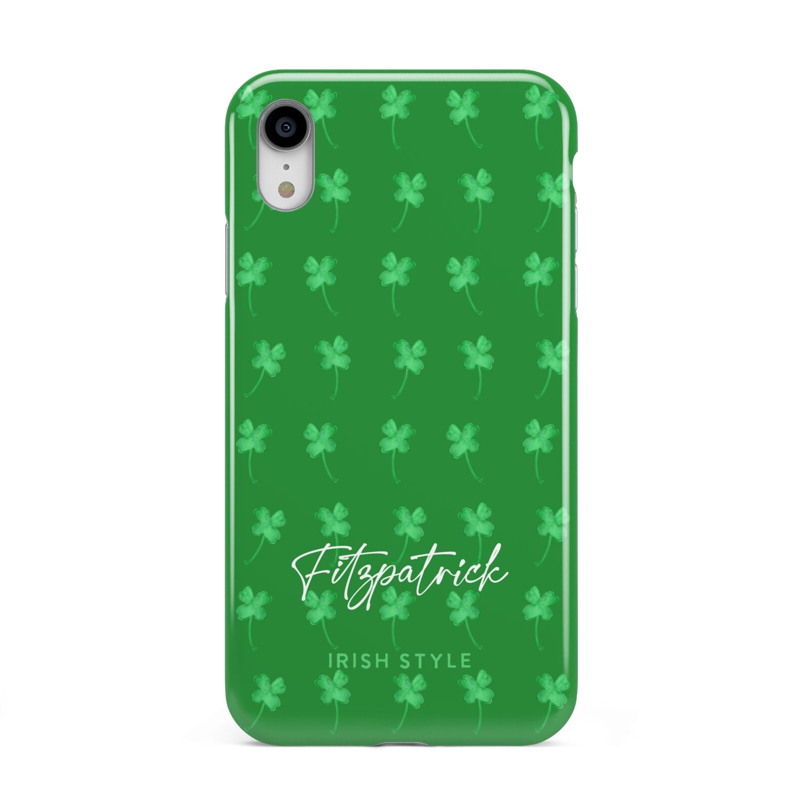 Personalised Green Shamrock Apple iPhone XR White 3D Tough Case