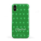 Personalised Green Shamrock Apple iPhone XS 3D Tough