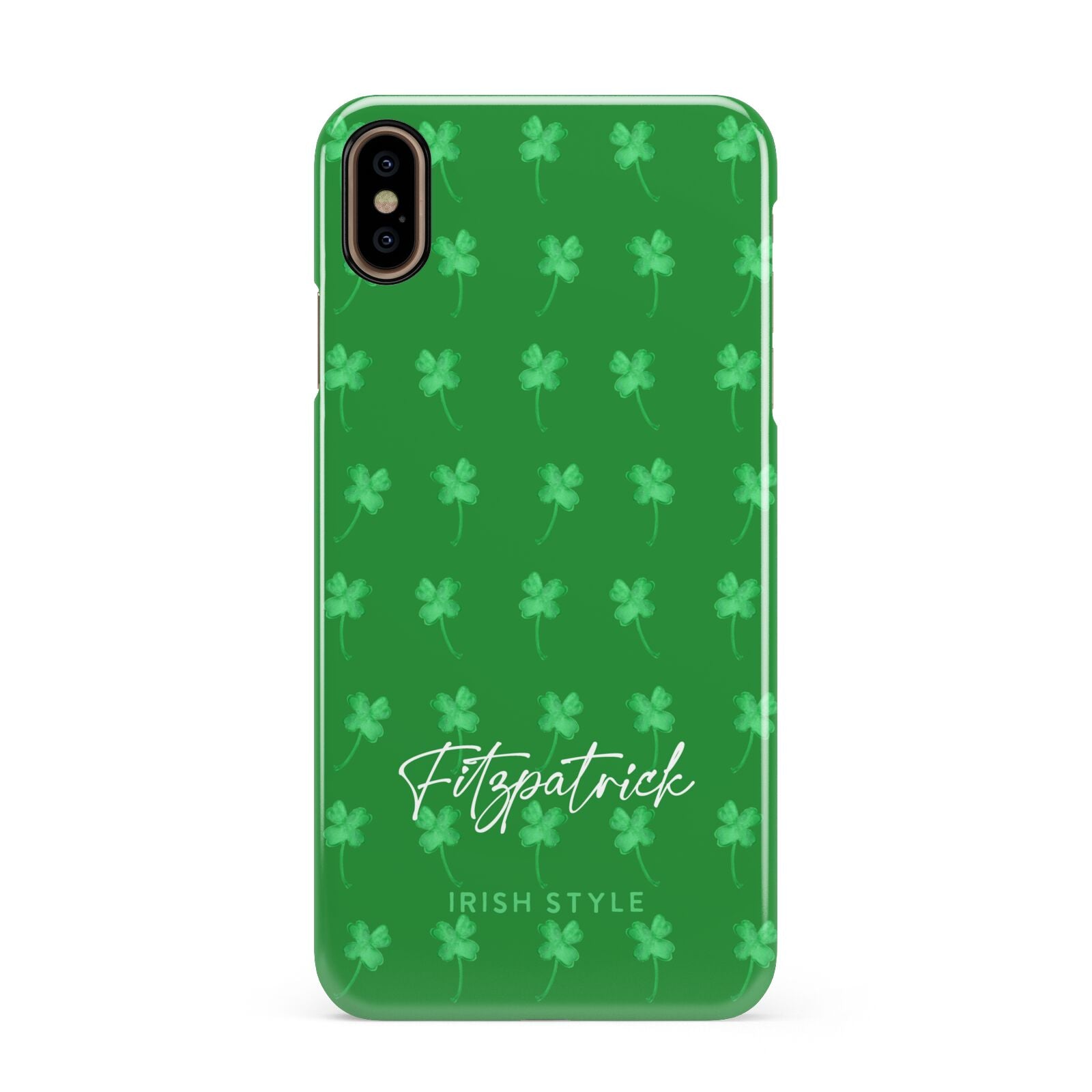 Personalised Green Shamrock Apple iPhone Xs Max 3D Snap Case