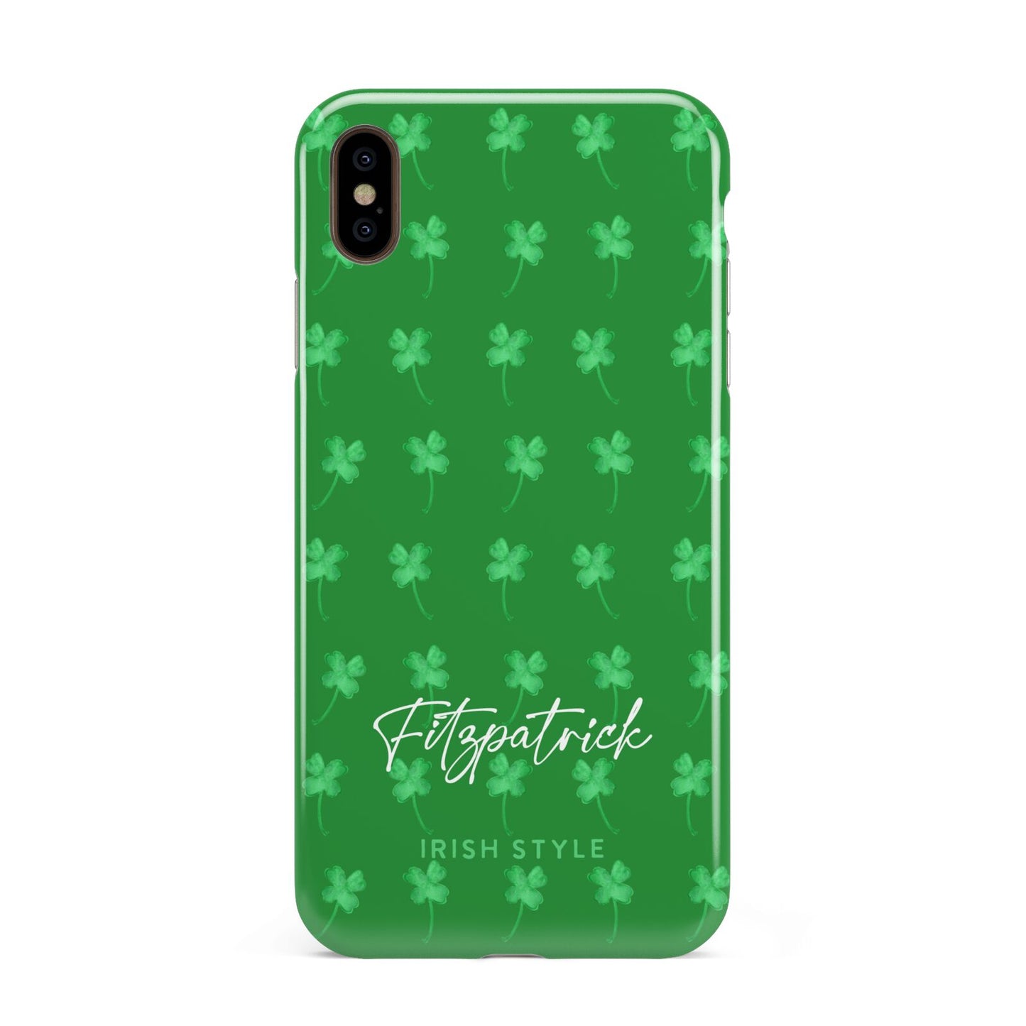 Personalised Green Shamrock Apple iPhone Xs Max 3D Tough Case