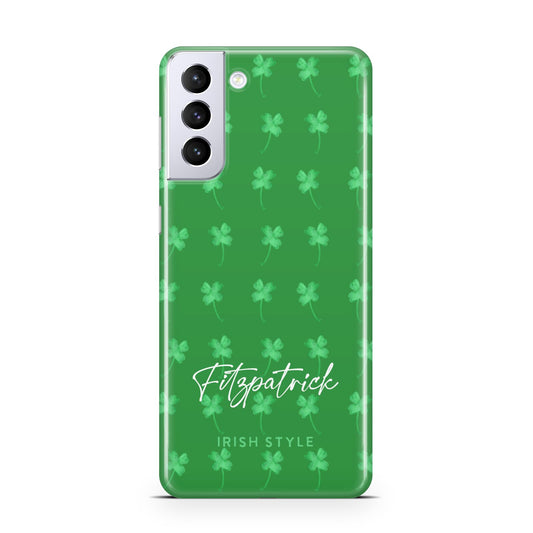 Personalised Green Shamrock Samsung S21 Plus Phone Case