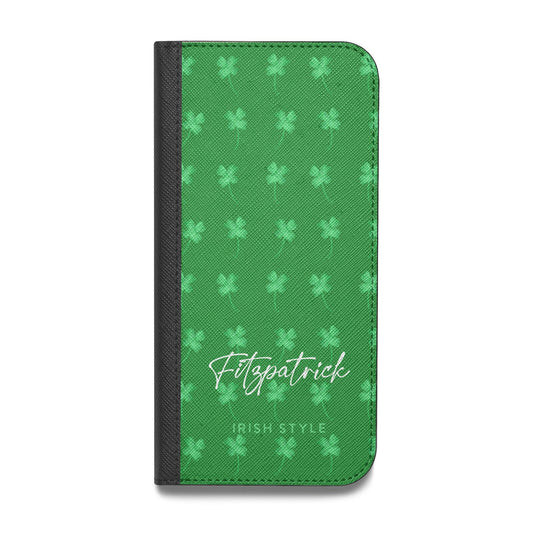 Personalised Green Shamrock Vegan Leather Flip Samsung Case