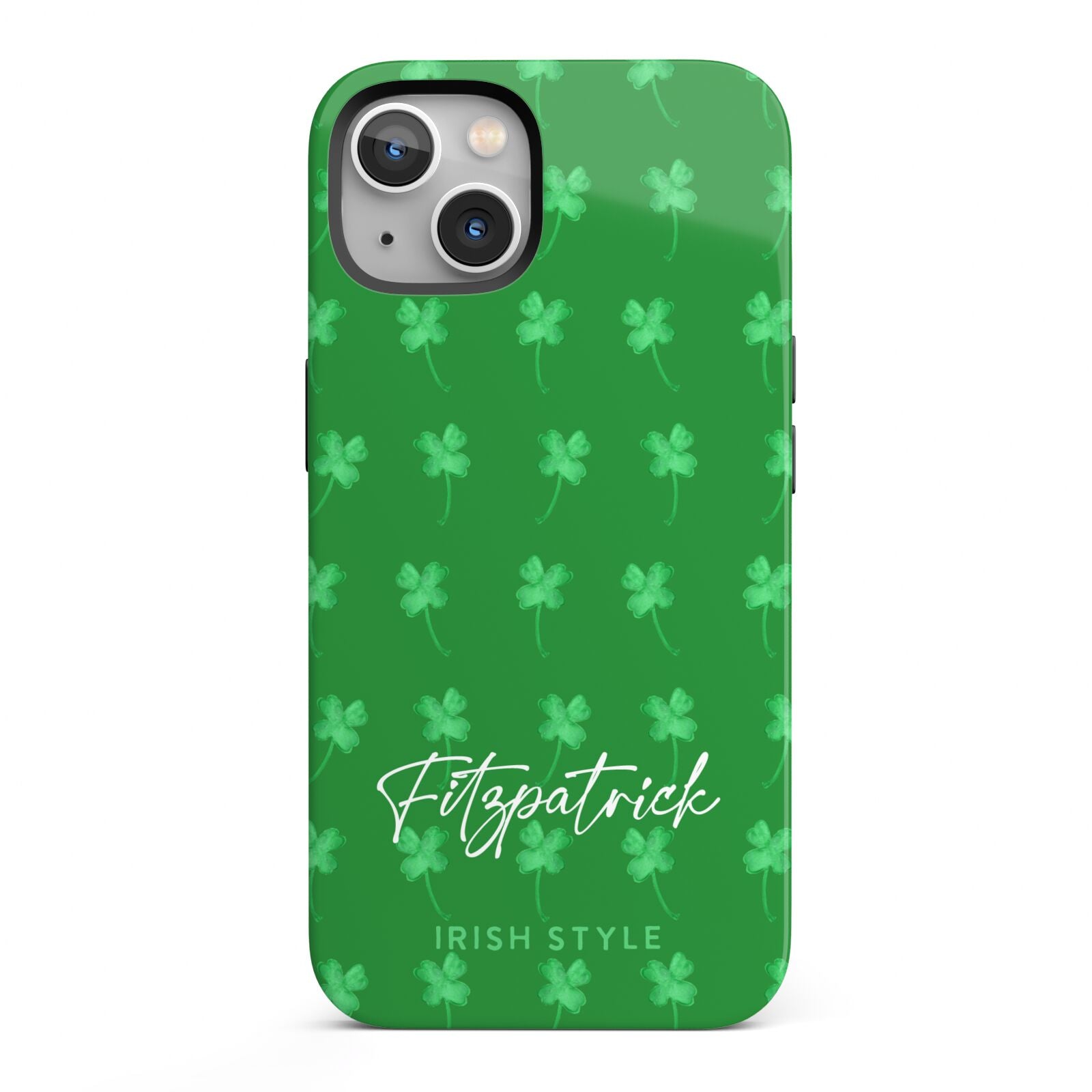 Personalised Green Shamrock iPhone 13 Full Wrap 3D Tough Case