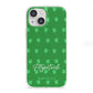 Personalised Green Shamrock iPhone 13 Mini Clear Bumper Case