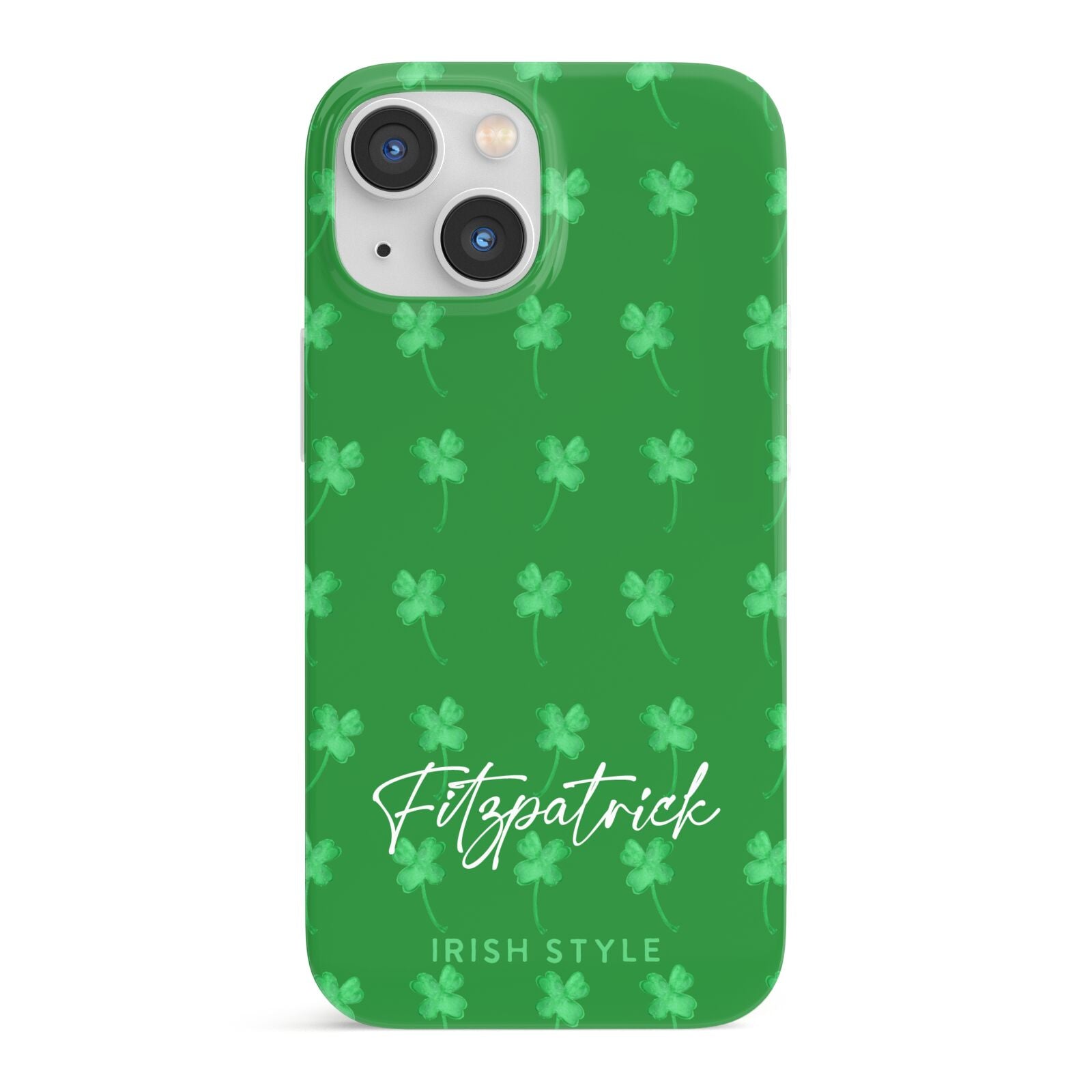 Personalised Green Shamrock iPhone 13 Mini Full Wrap 3D Snap Case