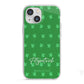 Personalised Green Shamrock iPhone 13 Mini TPU Impact Case with White Edges