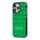 Personalised Green Shamrock iPhone 13 Pro Black Impact Case Side Angle on Silver phone