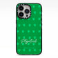 Personalised Green Shamrock iPhone 13 Pro Black Impact Case on Silver phone