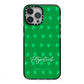 Personalised Green Shamrock iPhone 13 Pro Max Black Impact Case on Silver phone