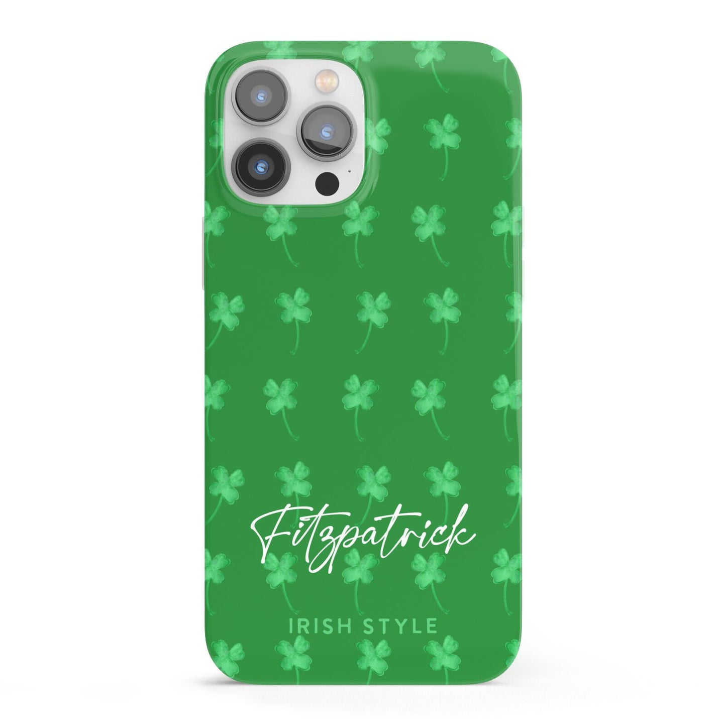 Personalised Green Shamrock iPhone 13 Pro Max Full Wrap 3D Snap Case