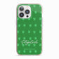 Personalised Green Shamrock iPhone 13 Pro TPU Impact Case with Pink Edges