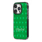 Personalised Green Shamrock iPhone 14 Pro Black Impact Case Side Angle on Silver phone