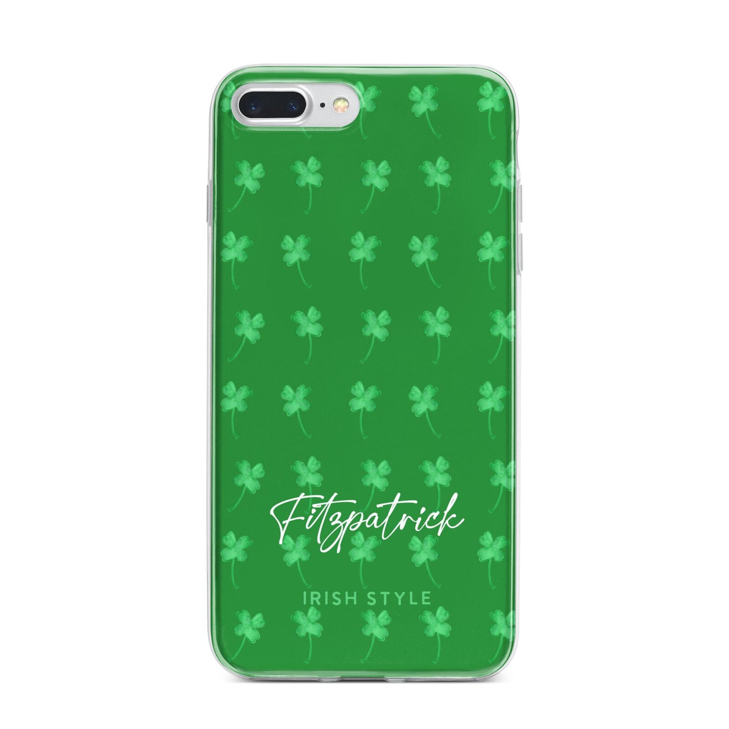 Personalised Green Shamrock iPhone 7 Plus Bumper Case on Silver iPhone