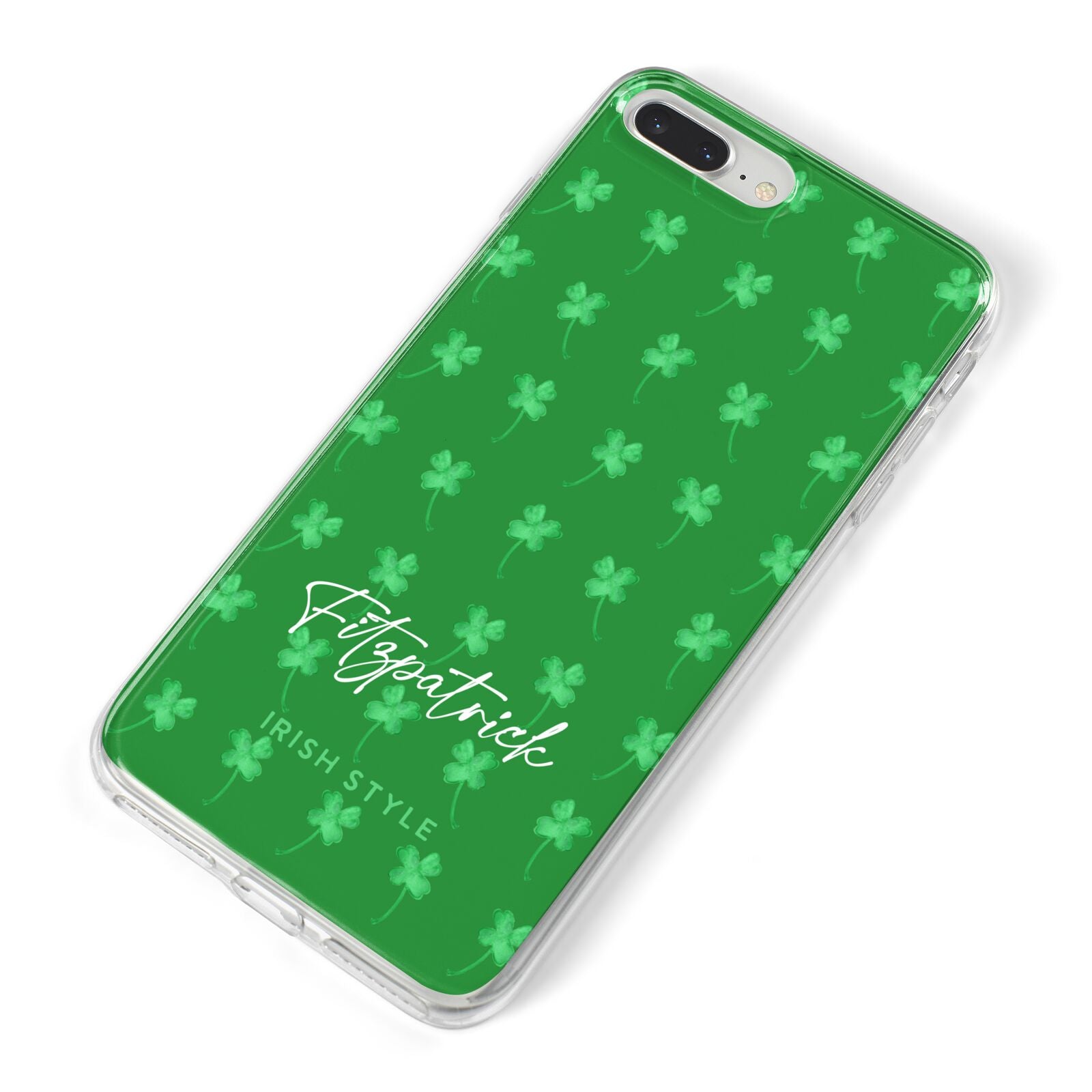 Personalised Green Shamrock iPhone 8 Plus Bumper Case on Silver iPhone Alternative Image