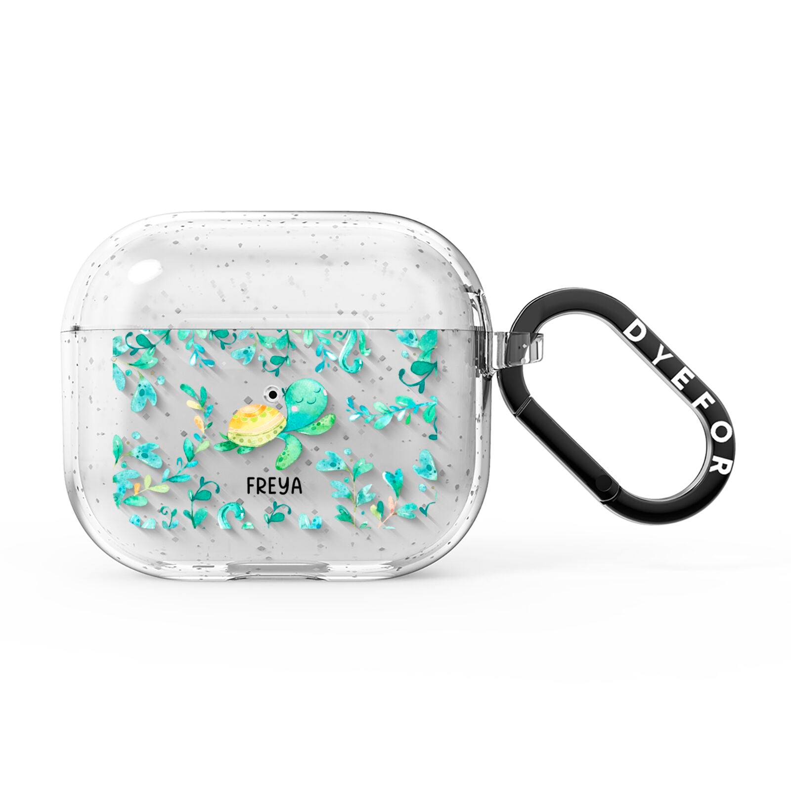 Personalised Green Turtle AirPods Glitter Case 3rd Gen