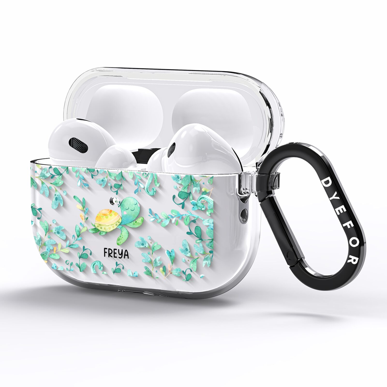 Personalised Green Turtle AirPods Pro Clear Case Side Image