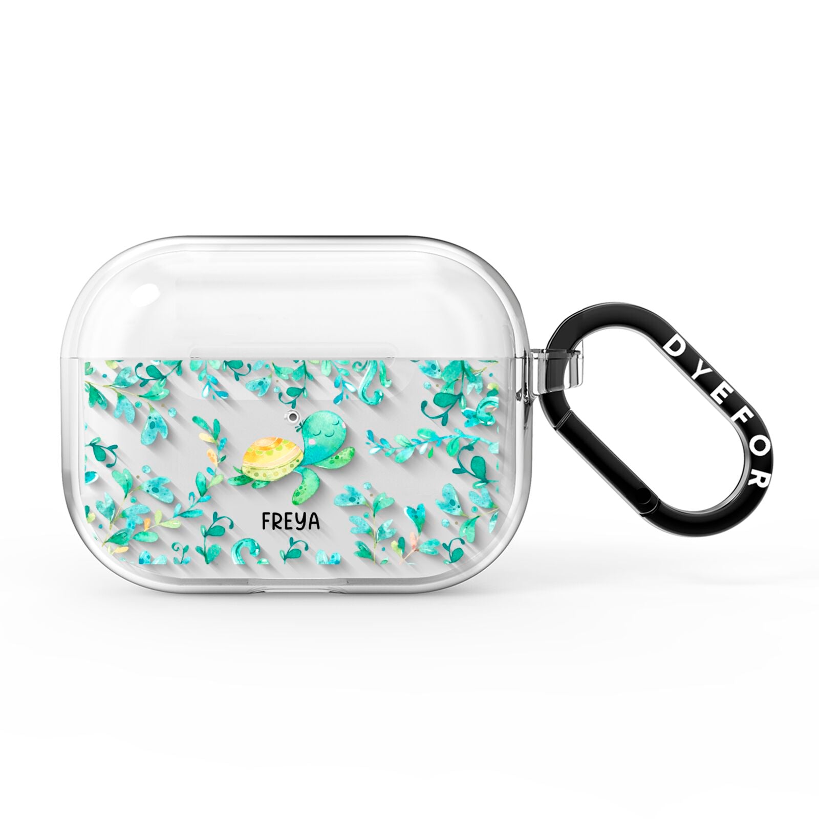 Personalised Green Turtle AirPods Pro Clear Case