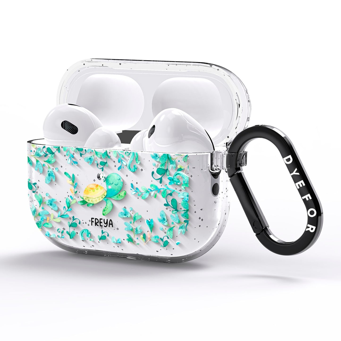 Personalised Green Turtle AirPods Pro Glitter Case Side Image