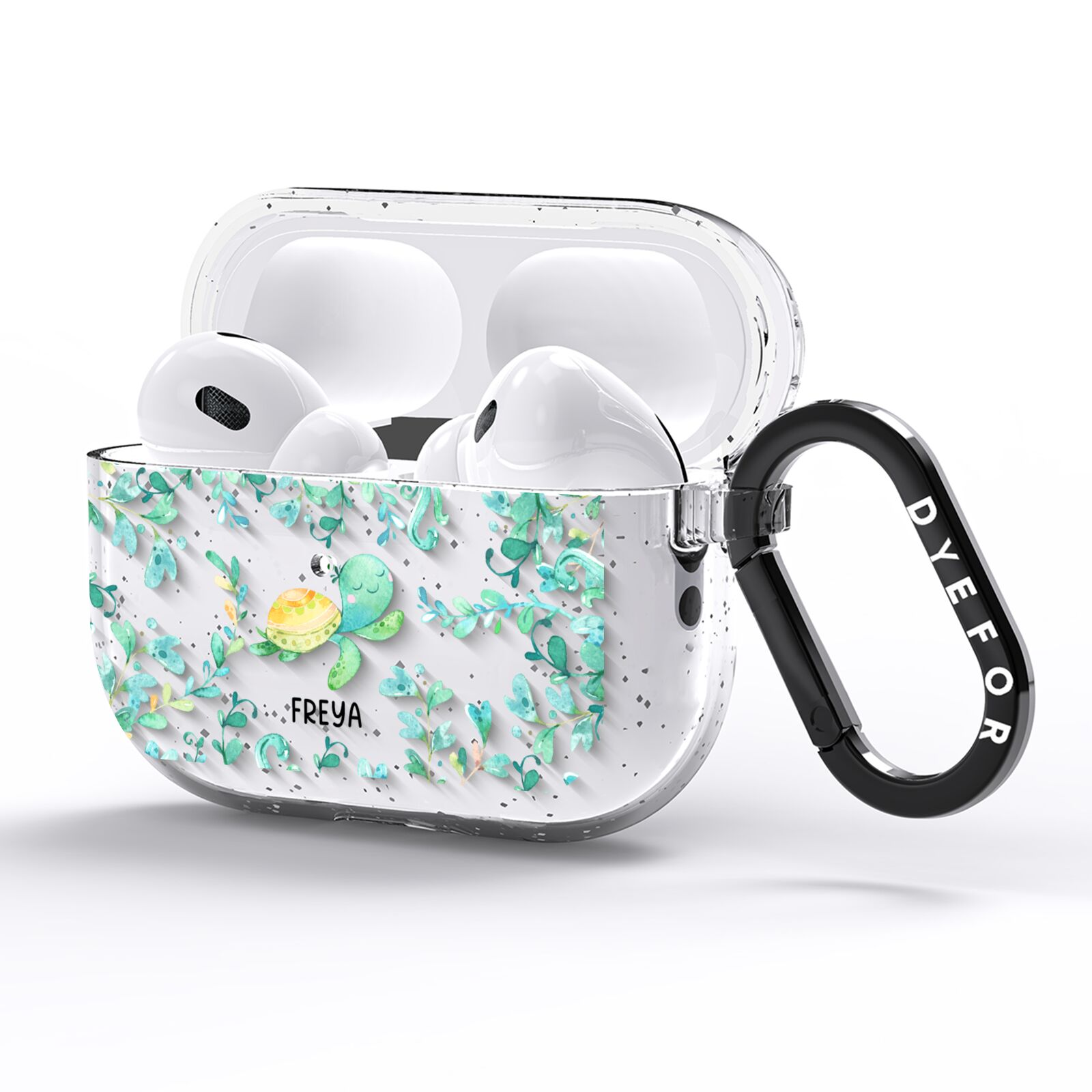 Personalised Green Turtle AirPods Pro Glitter Case Side Image