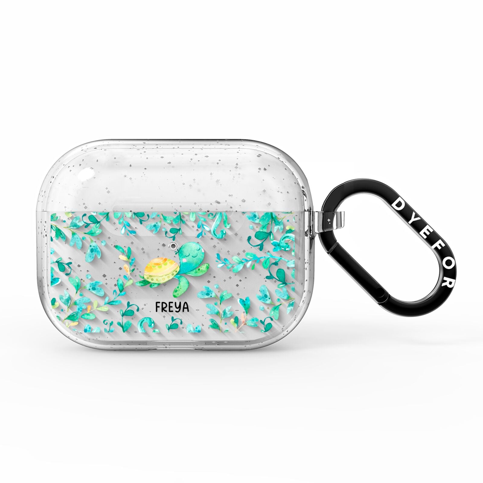 Personalised Green Turtle AirPods Pro Glitter Case