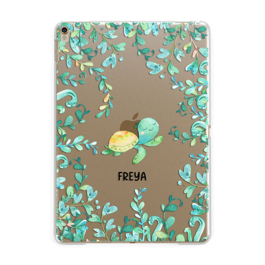 Personalised Green Turtle Apple iPad Gold Case