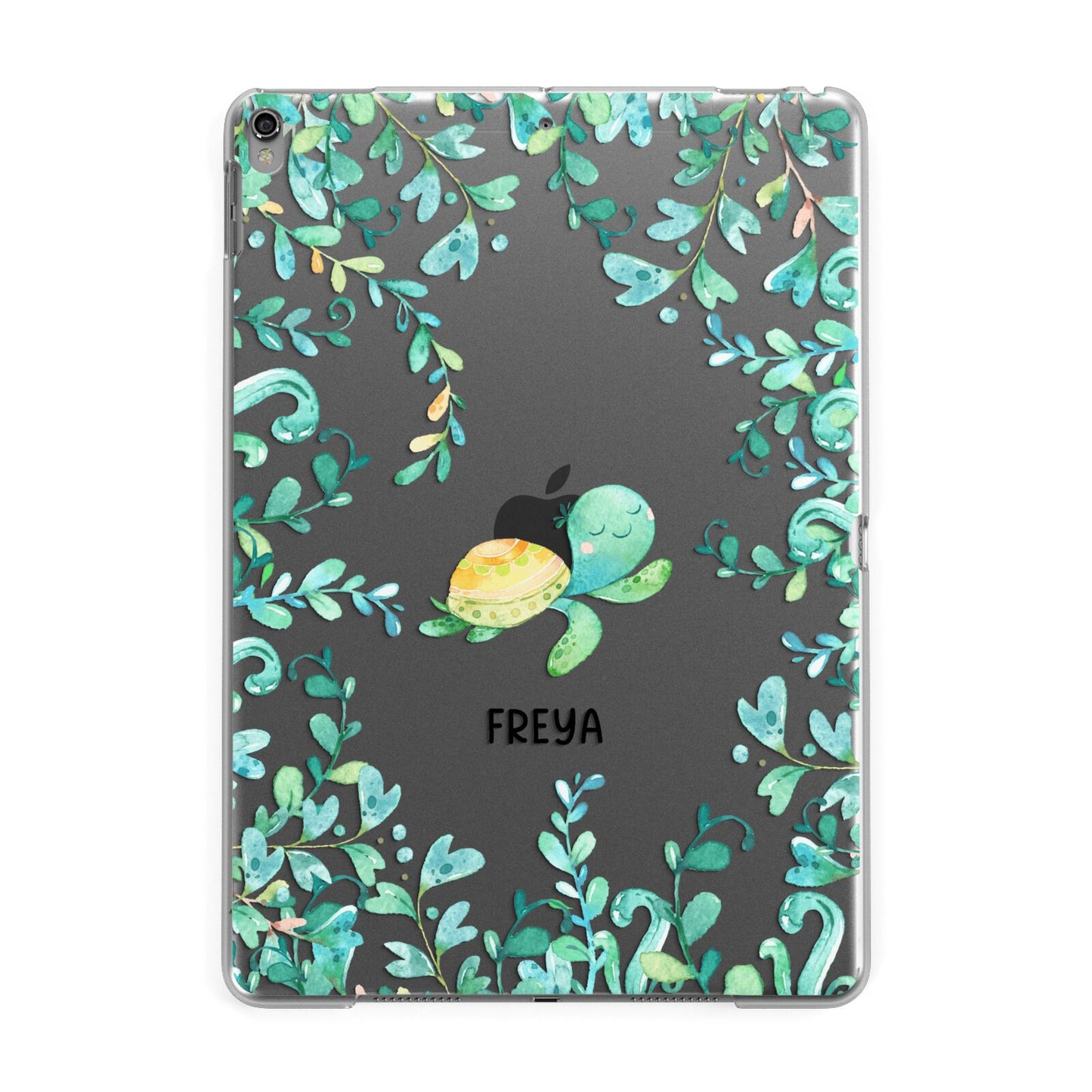 Personalised Green Turtle Apple iPad Grey Case