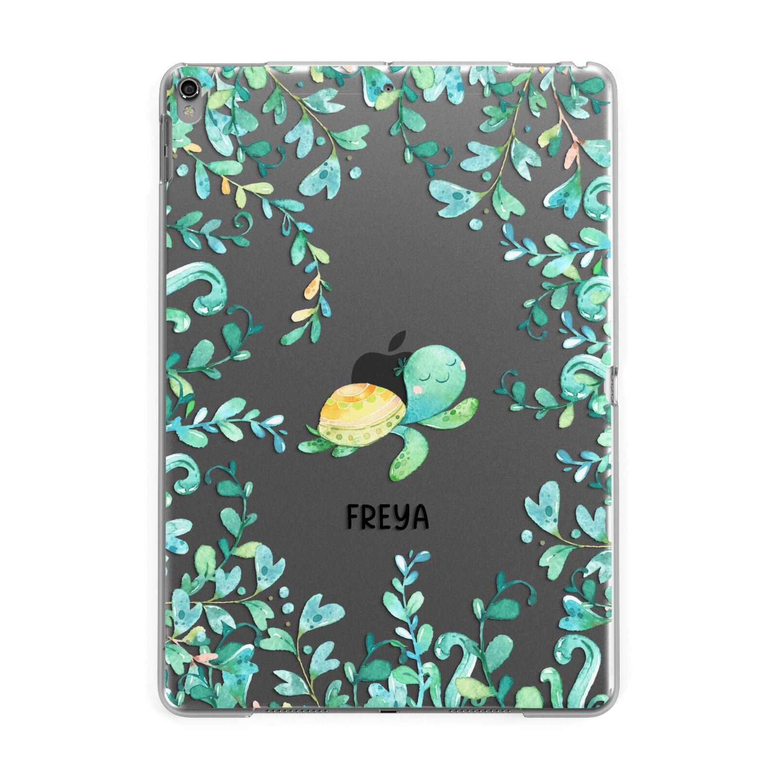 Personalised Green Turtle Apple iPad Grey Case
