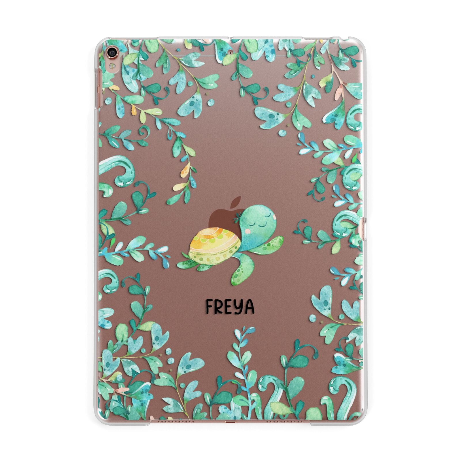 Personalised Green Turtle Apple iPad Rose Gold Case