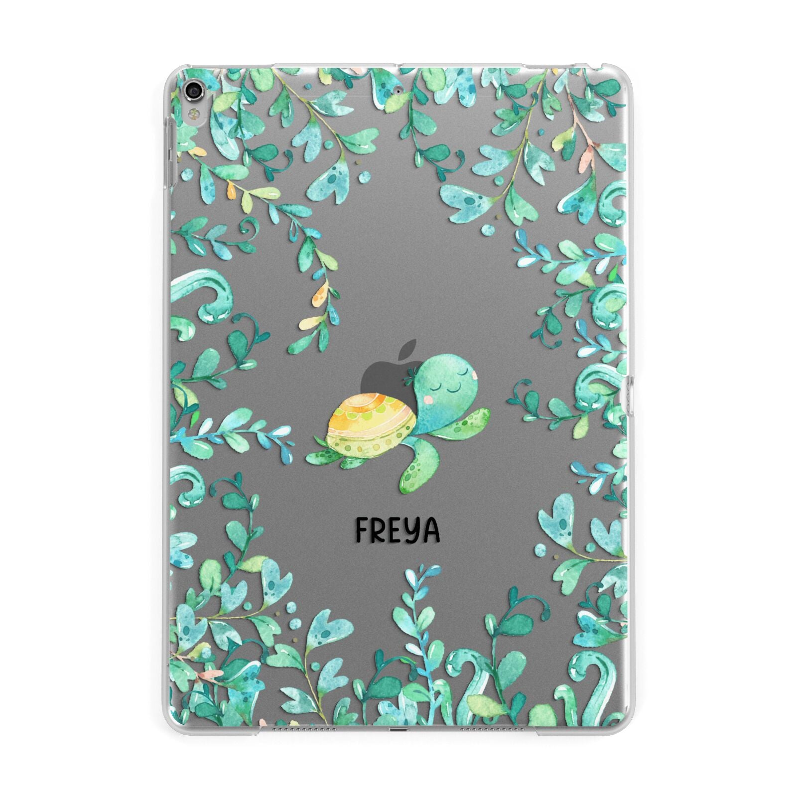 Personalised Green Turtle Apple iPad Silver Case