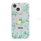 Personalised Green Turtle iPhone 13 Mini Clear Bumper Case