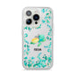 Personalised Green Turtle iPhone 14 Pro Clear Tough Case Silver