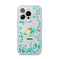 Personalised Green Turtle iPhone 14 Pro Glitter Tough Case Silver