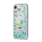 Personalised Green Turtle iPhone 14 Pro Max Glitter Tough Case Silver Angled Image