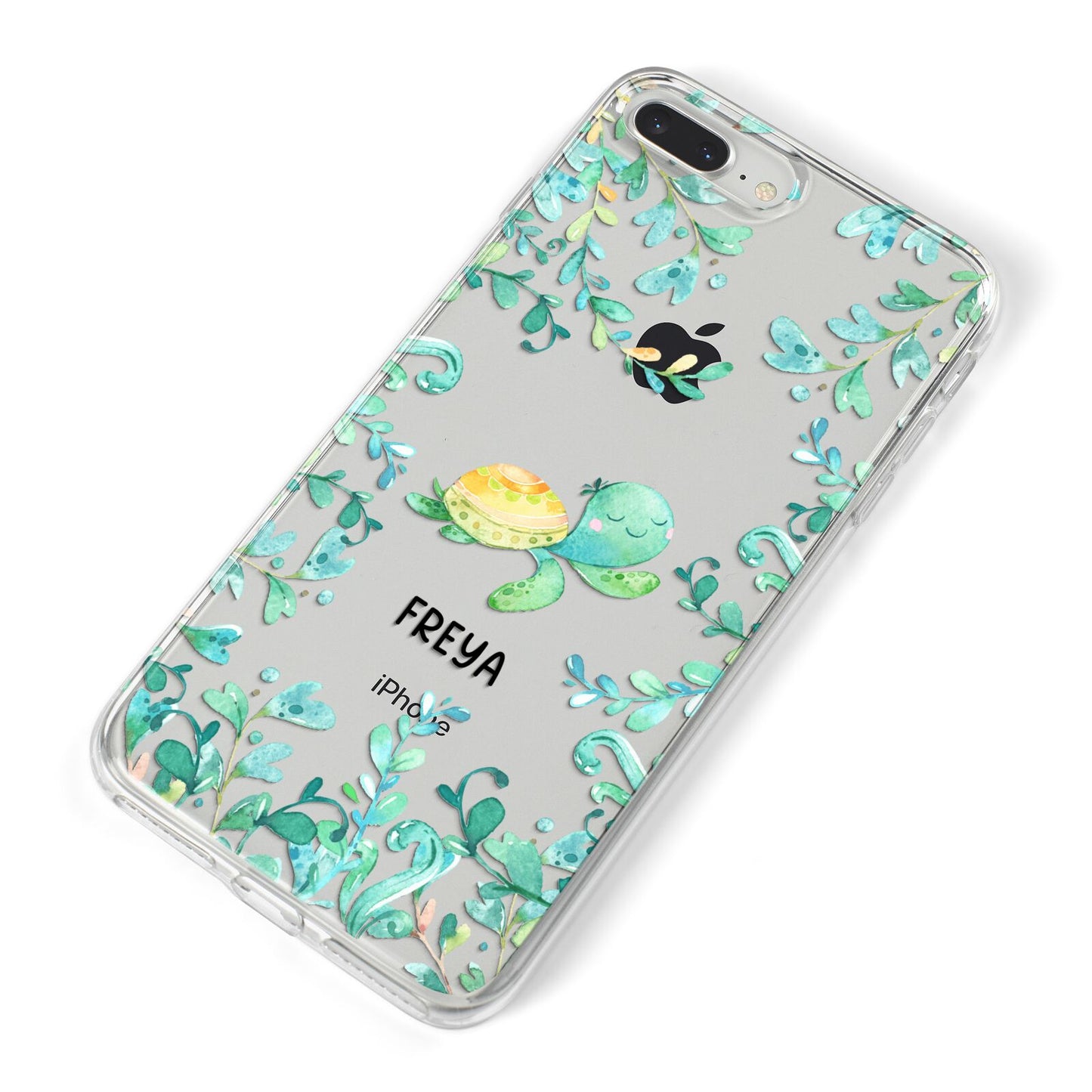 Personalised Green Turtle iPhone 8 Plus Bumper Case on Silver iPhone Alternative Image