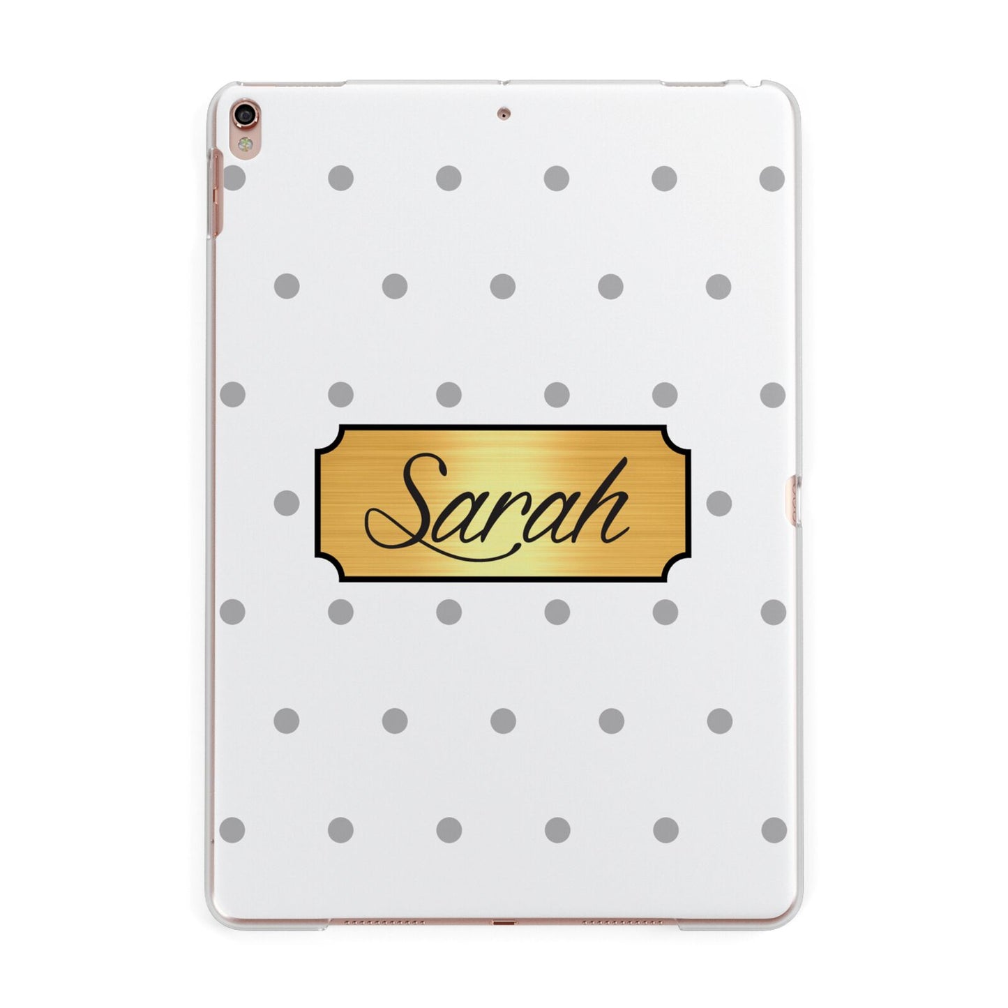 Personalised Grey Dots Gold With Name Apple iPad Rose Gold Case