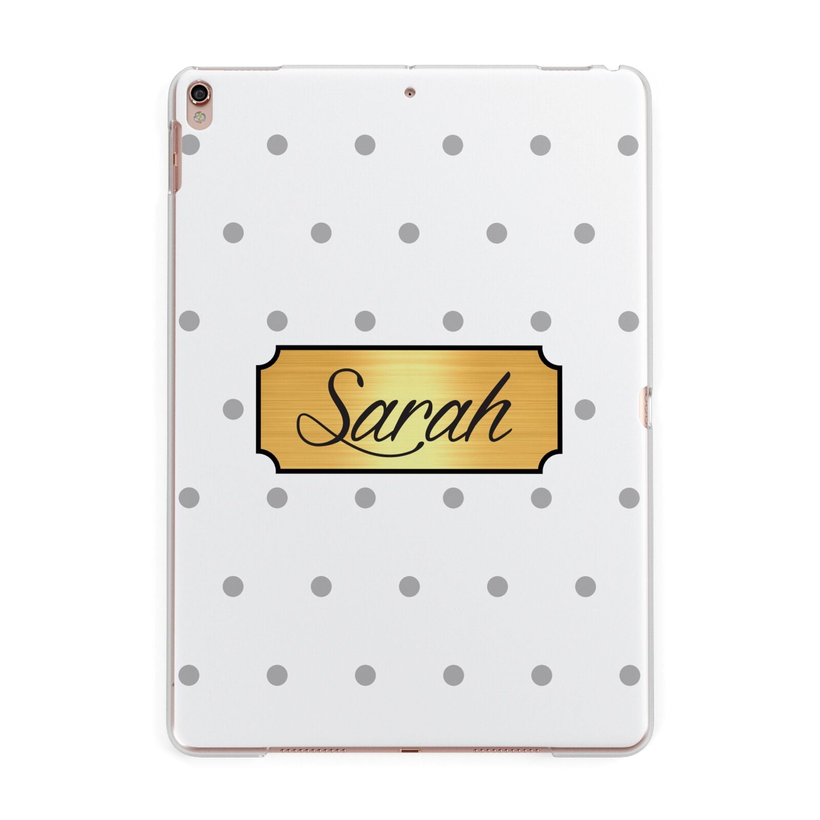 Personalised Grey Dots Gold With Name Apple iPad Rose Gold Case