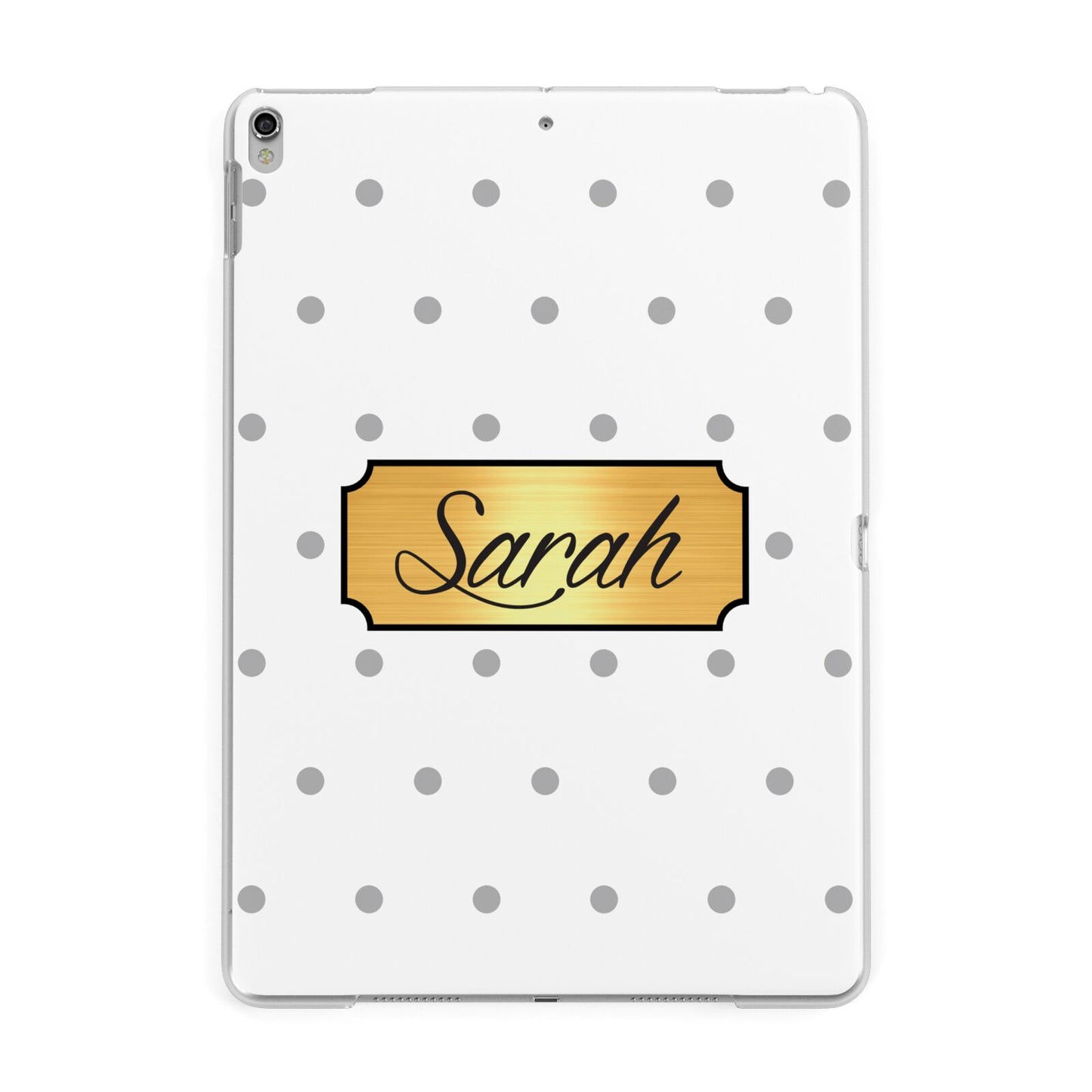 Personalised Grey Dots Gold With Name Apple iPad Silver Case