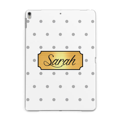 Personalised Grey Dots Gold With Name Apple iPad Silver Case