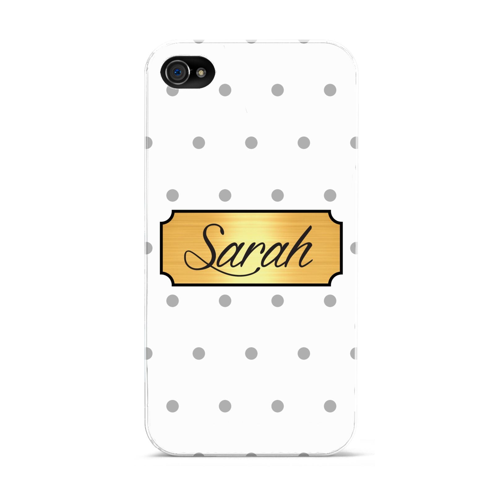 Personalised Grey Dots Gold With Name Apple iPhone 4s Case