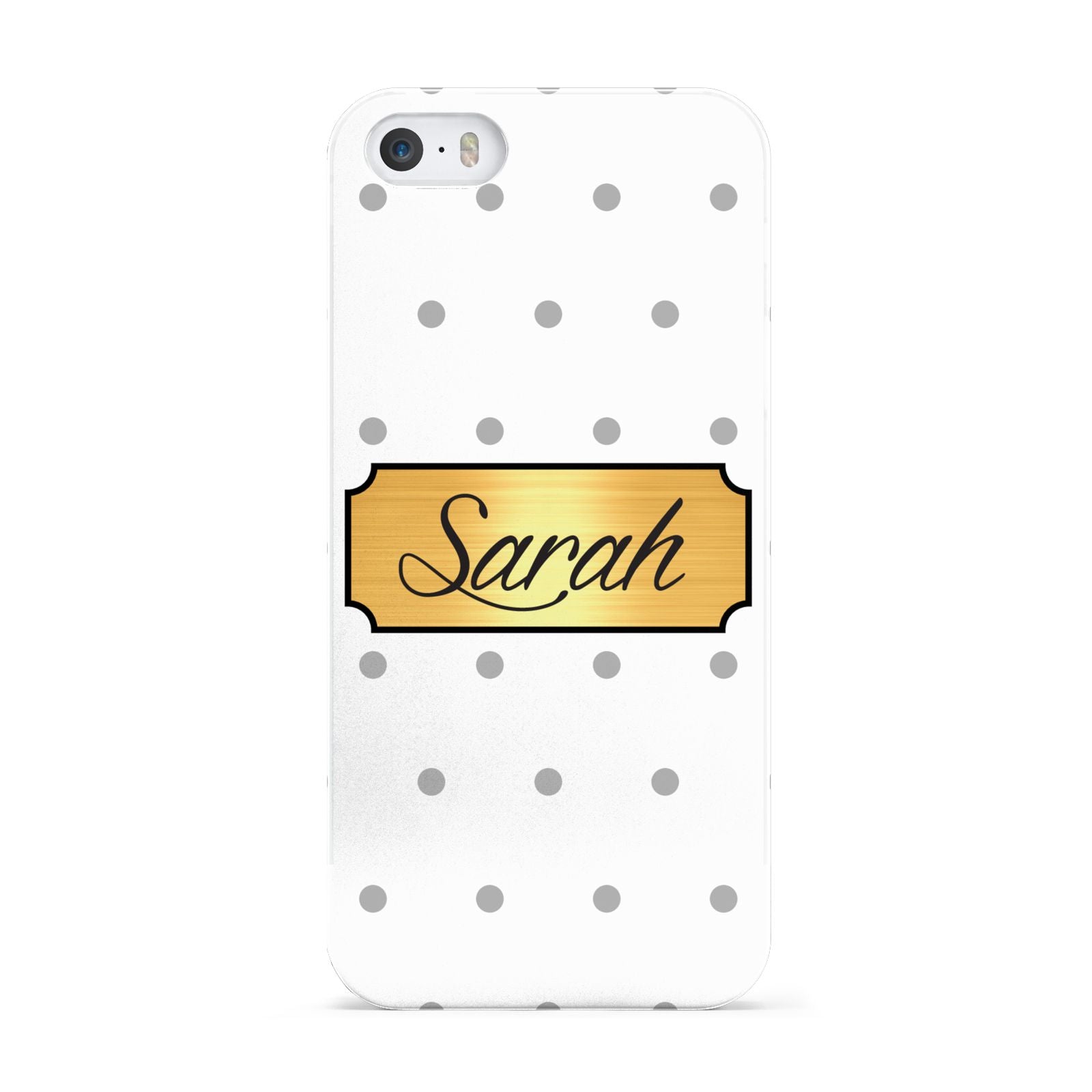 Personalised Grey Dots Gold With Name Apple iPhone 5 Case