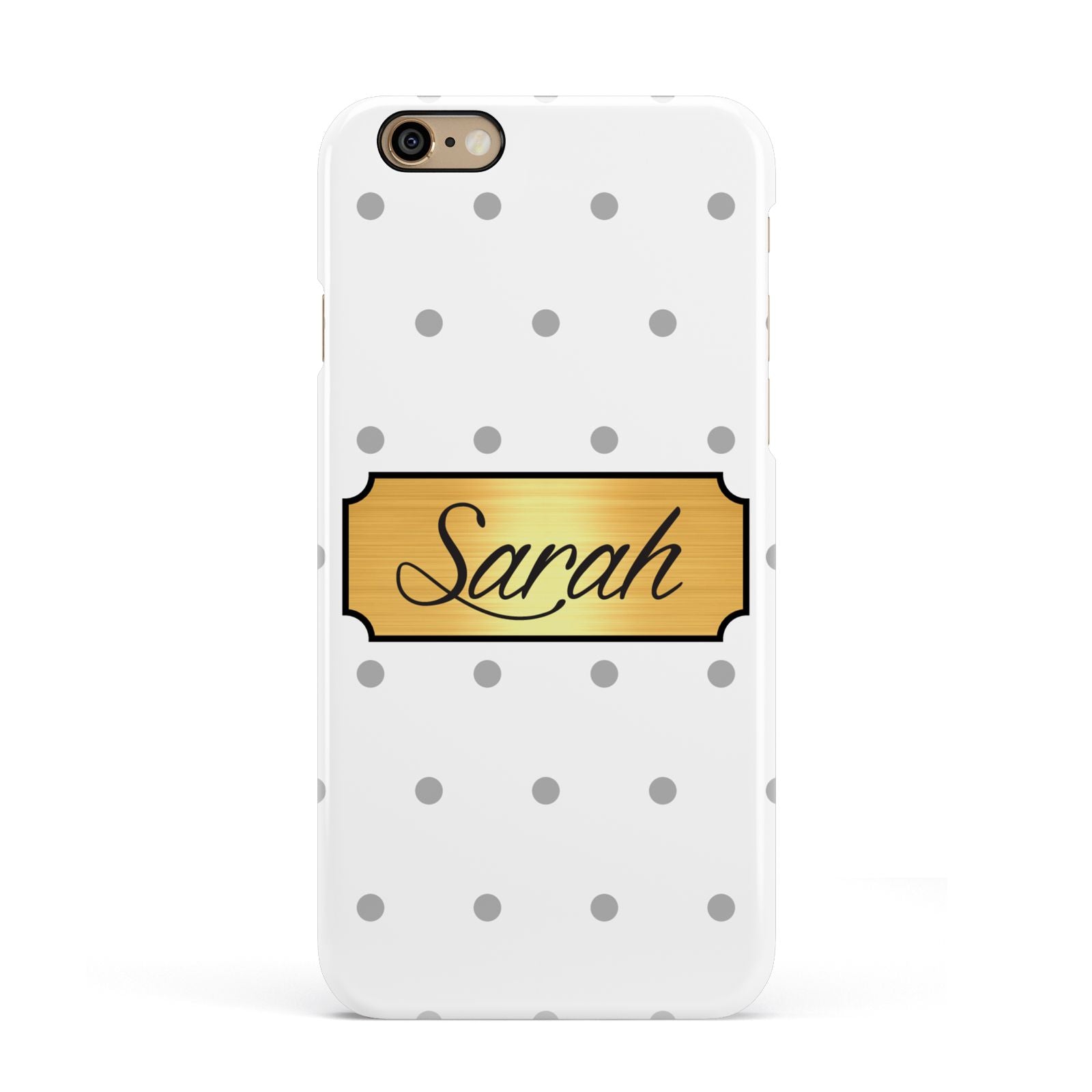 Personalised Grey Dots Gold With Name Apple iPhone 6 3D Snap Case