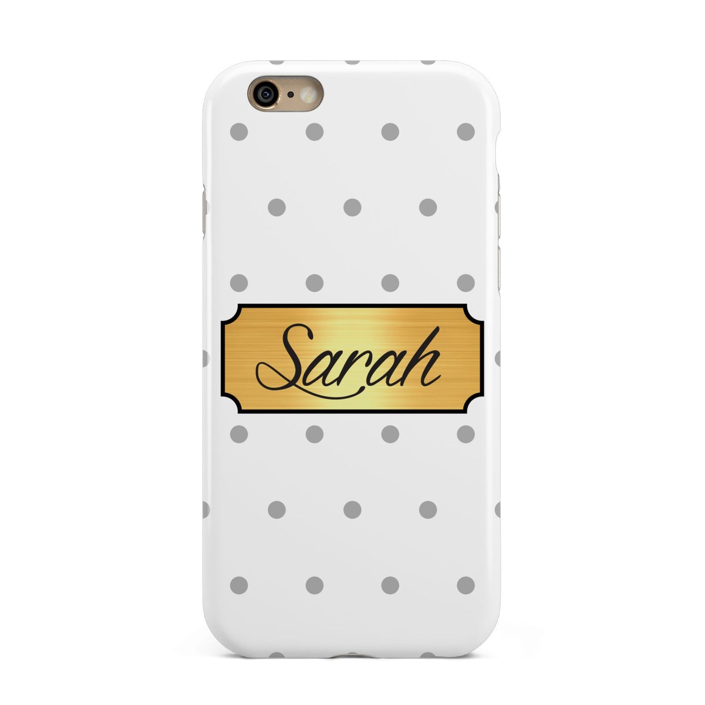 Personalised Grey Dots Gold With Name Apple iPhone 6 3D Tough Case