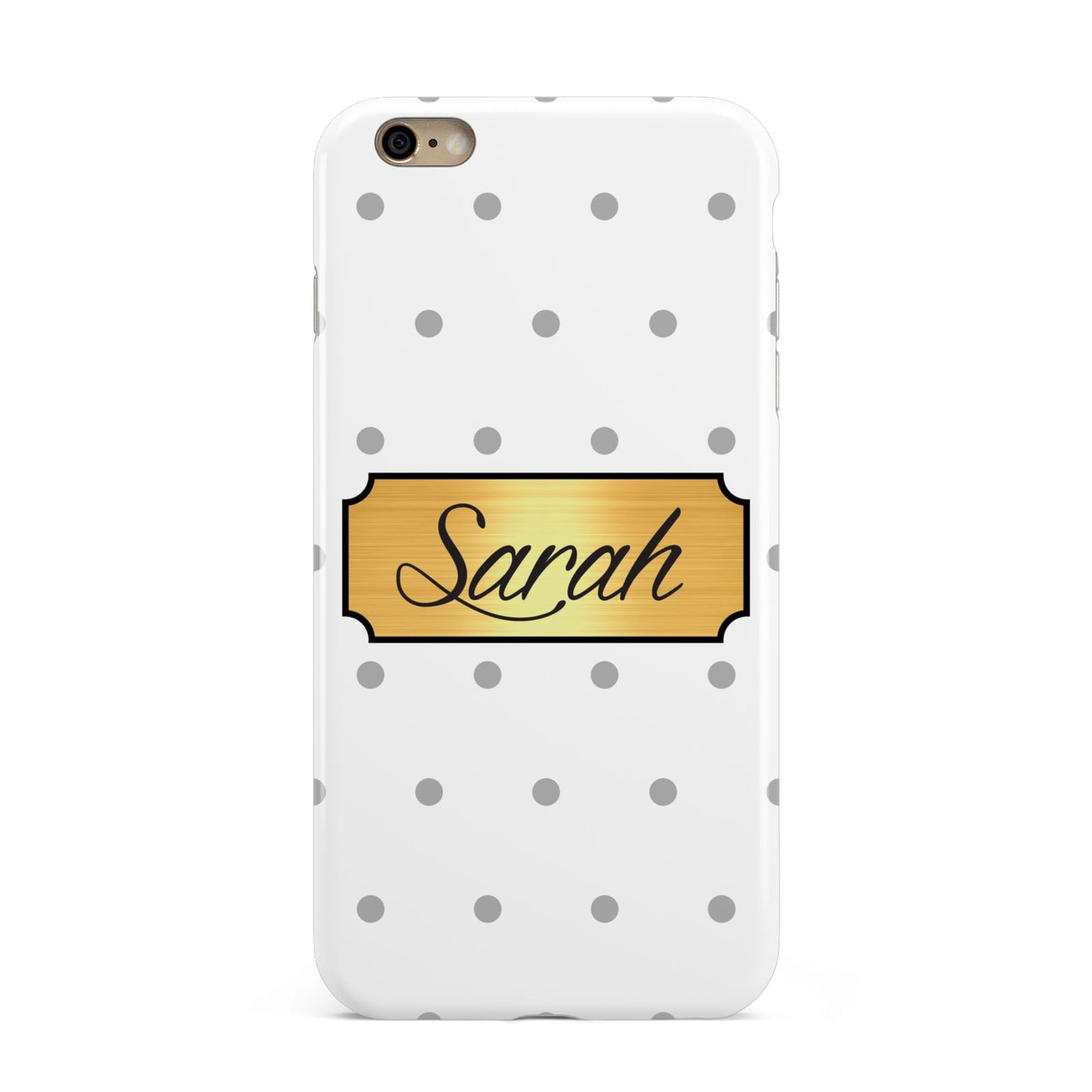 Personalised Grey Dots Gold With Name Apple iPhone 6 Plus 3D Tough Case