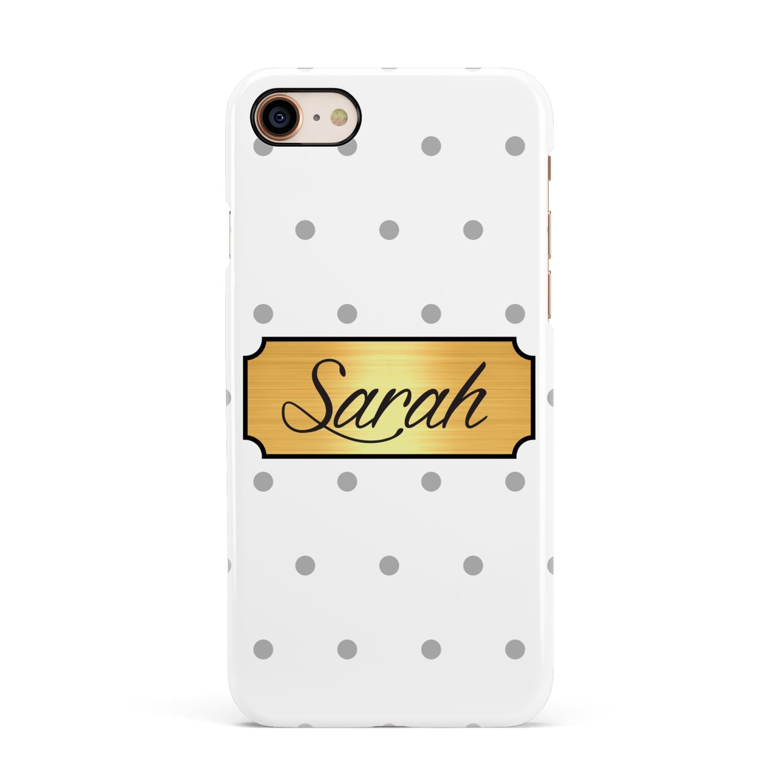 Personalised Grey Dots Gold With Name Apple iPhone 7 8 3D Snap Case