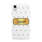 Personalised Grey Dots Gold With Name Apple iPhone XR White 3D Tough Case