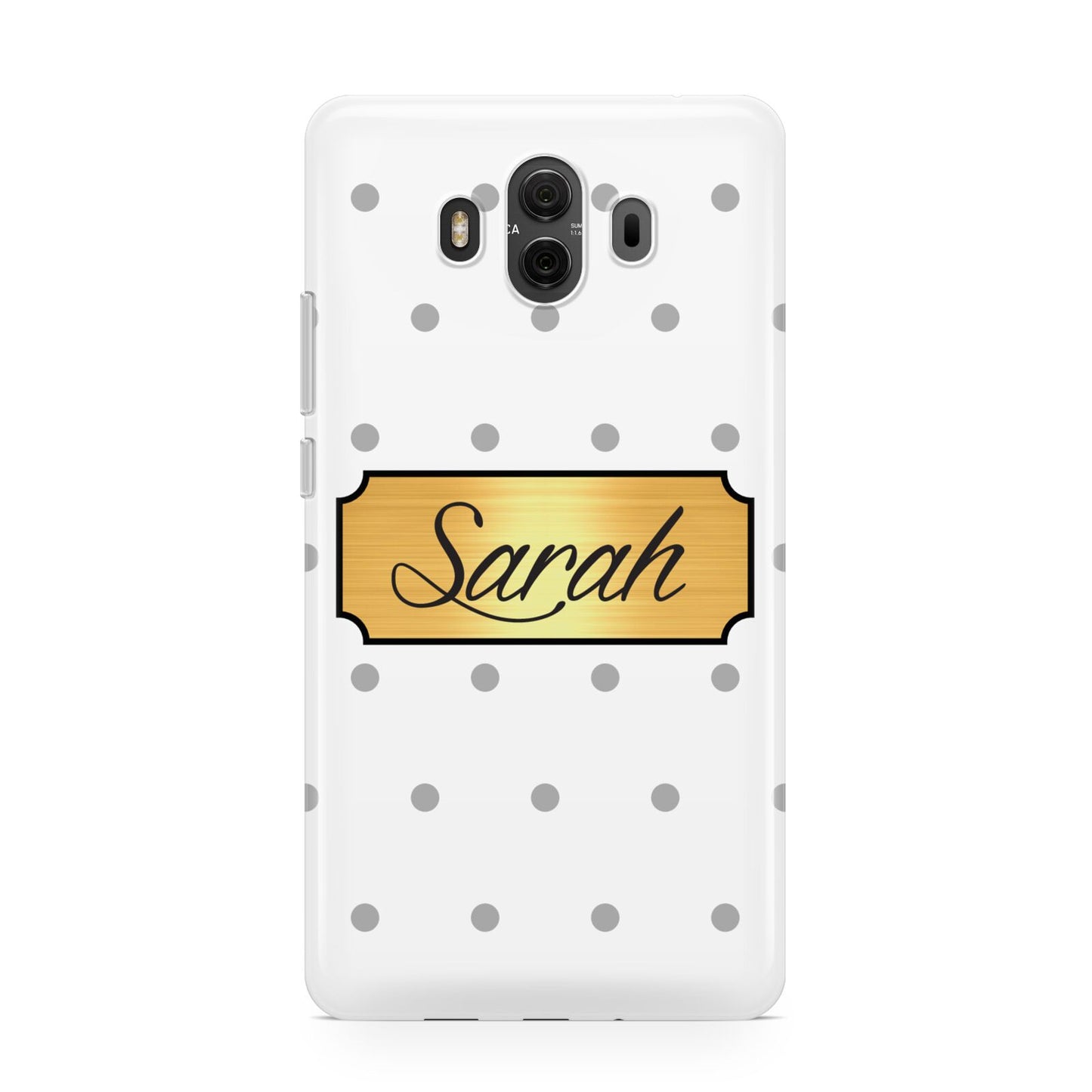 Personalised Grey Dots Gold With Name Huawei Mate 10 Protective Phone Case