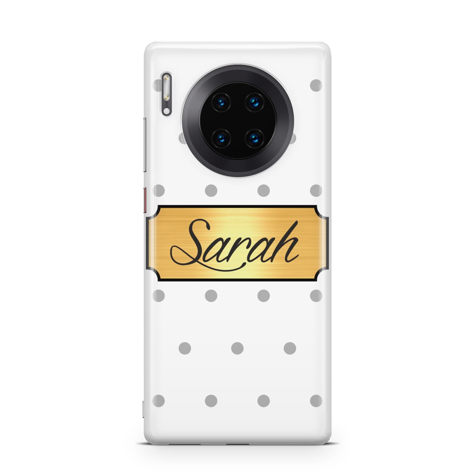 Personalised Grey Dots Gold With Name Huawei Mate 30 Pro Phone Case
