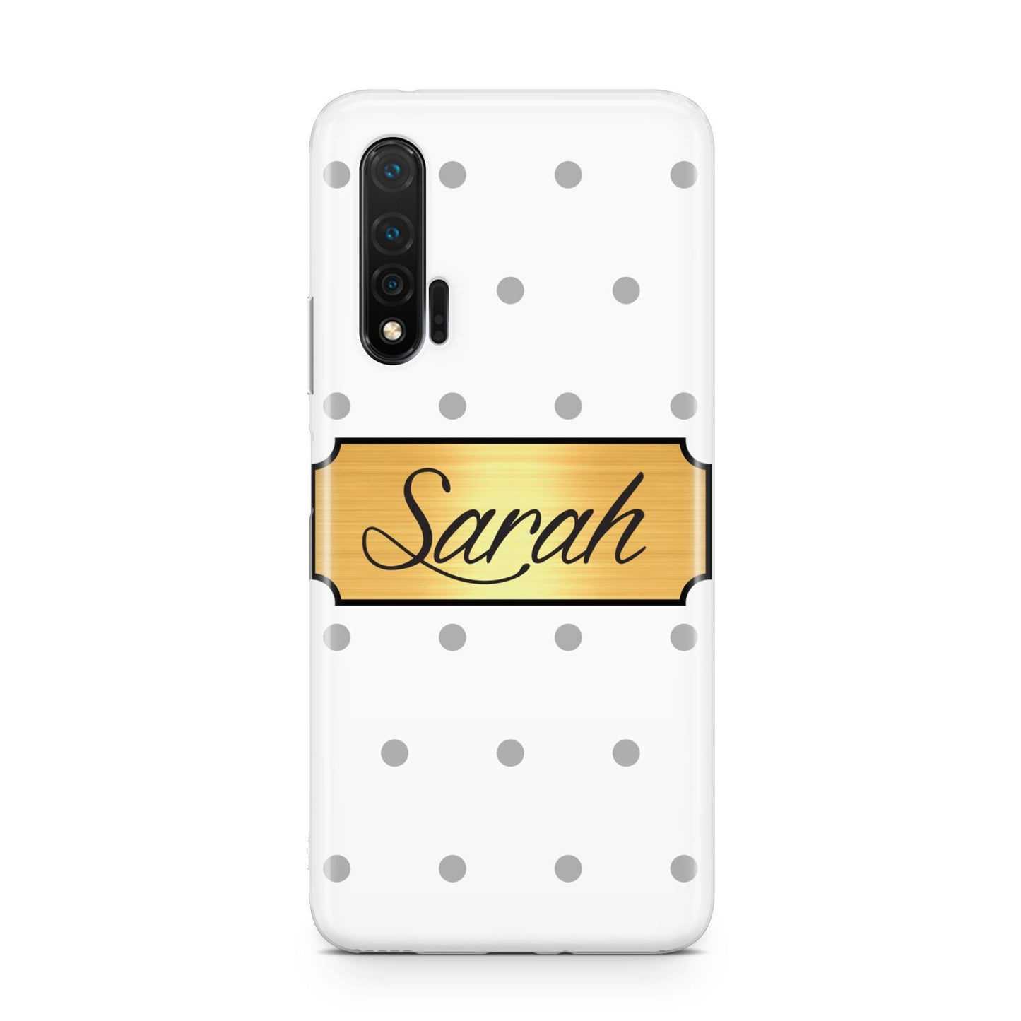 Personalised Grey Dots Gold With Name Huawei Nova 6 Phone Case